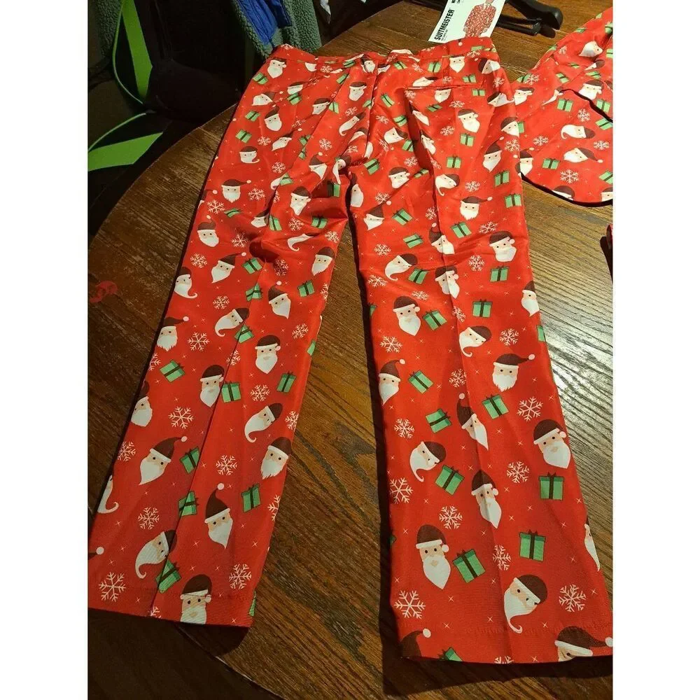 XL Suitmeister Red Santa Christmas Holiday Suit Red White Green 3 Piece Set